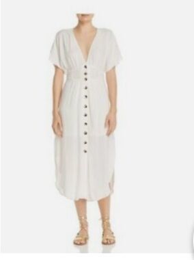 Suboo White Button-Front Midi Dress